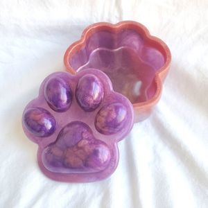 Handmade Purple And Pink Resin Paw Box